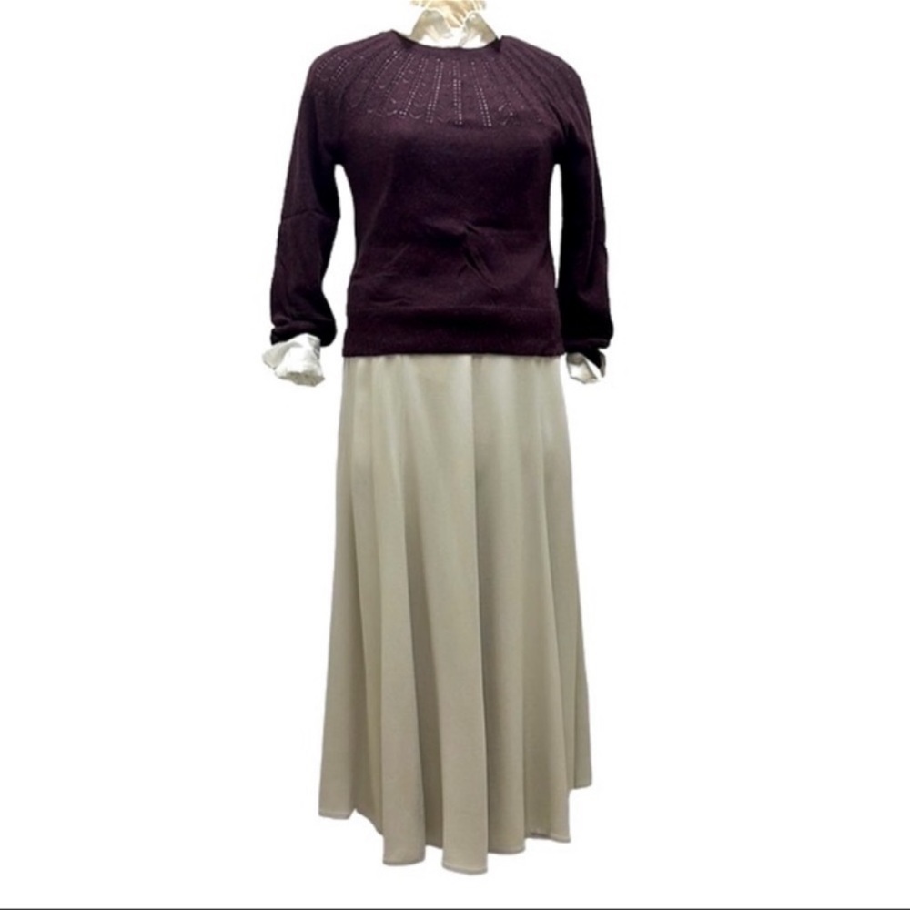 EILEEN FISHER | Silk‎ Georgette Crepe Skirt in Peble/Light Beige MP